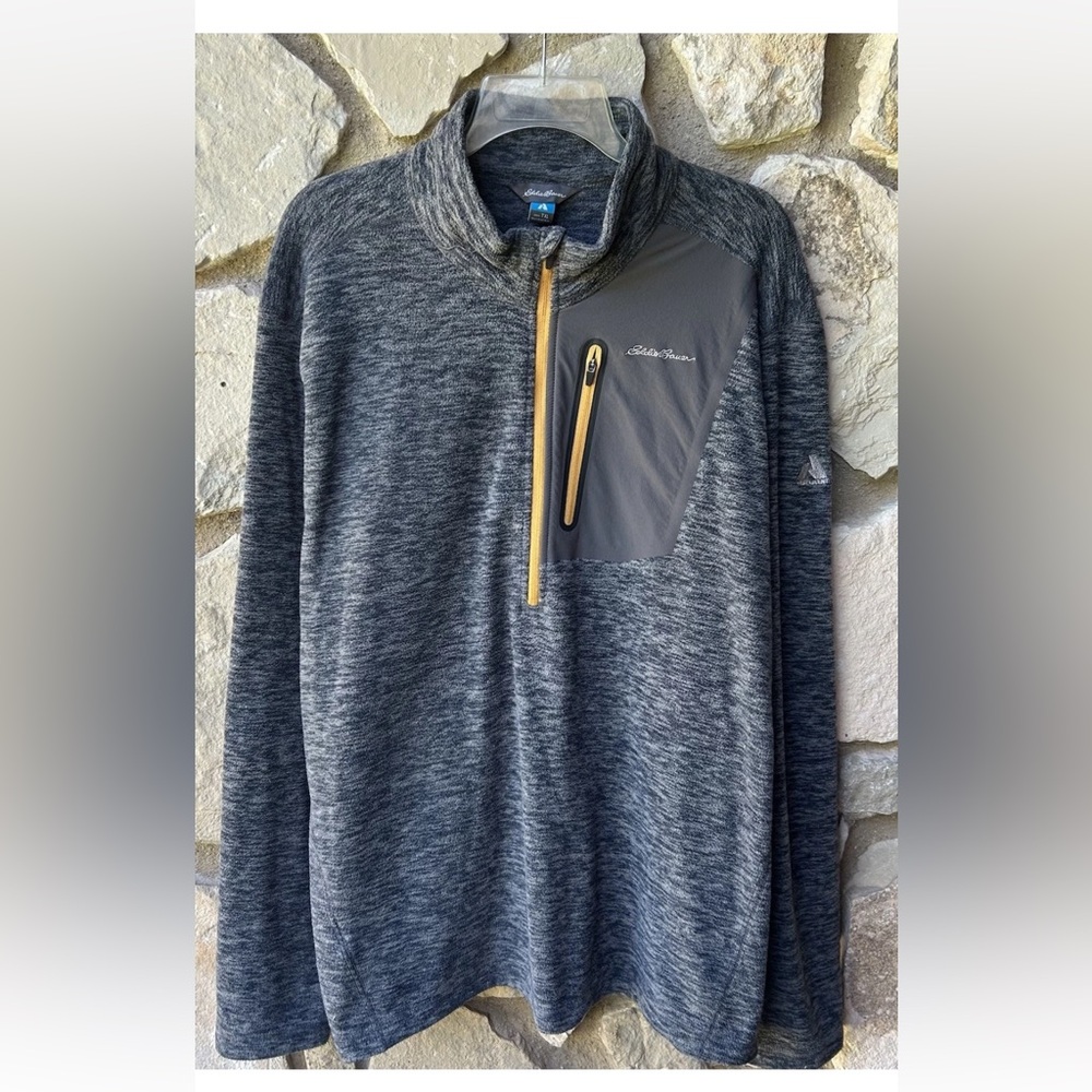 Eddie Bauer 1/4‎ Zip Mens Fleece Sweater Size TXL Knit Fleece Lined Excellent